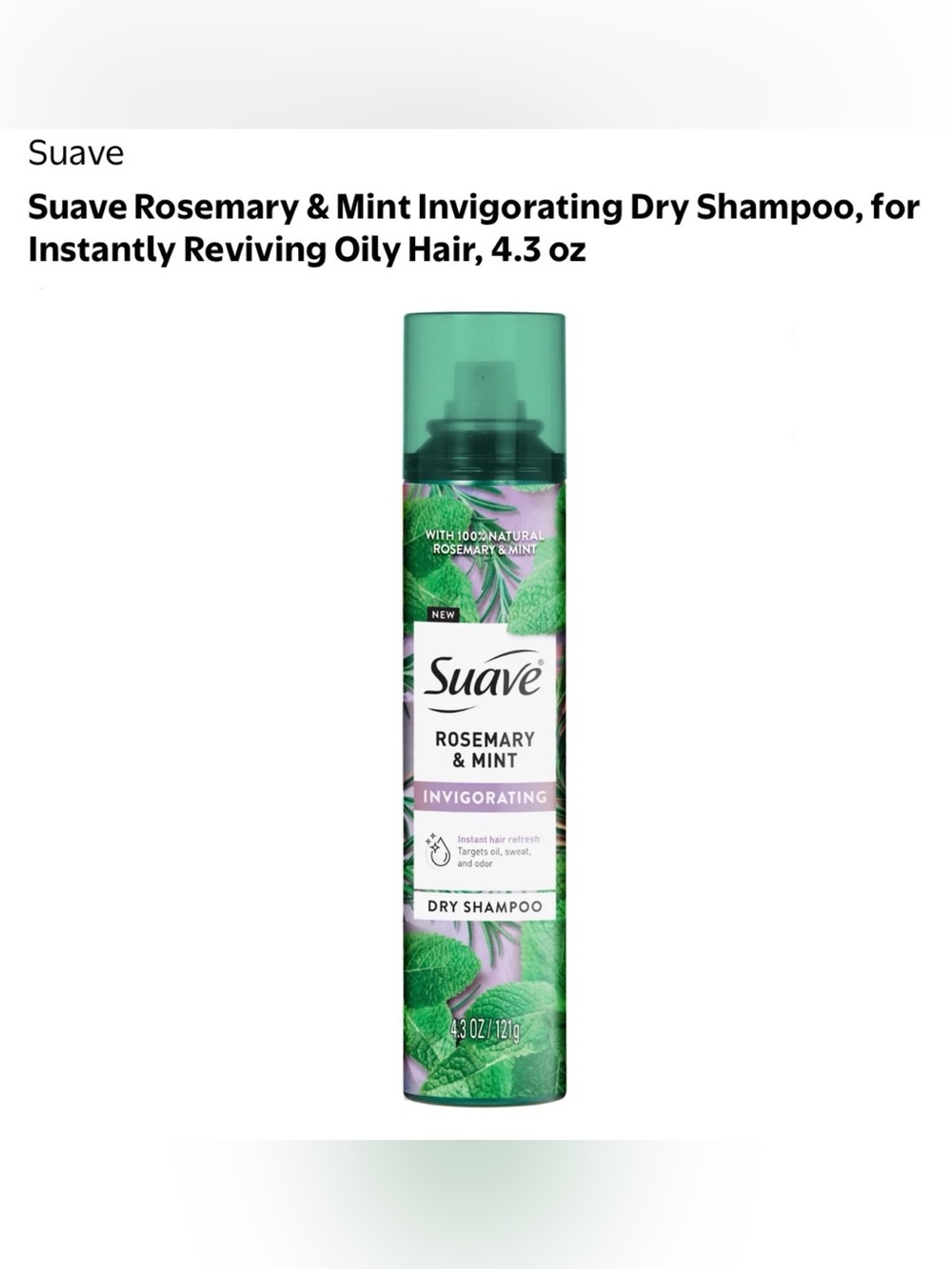 5/$30 Suave - Dry Shampoo Rosemary & Mint Instant Hair Refresh 4.3 OZ NWT